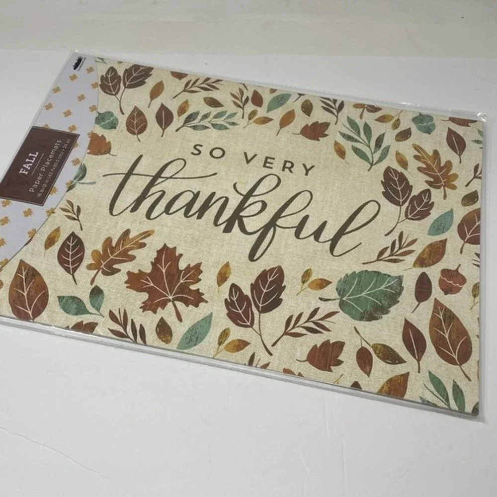 New Paper Placemats So Very Thankful Leaves  24 Pc Thanksgiving Fall‎ Wedding